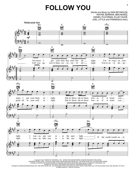 Imagine Dragons "Follow You" Sheet Music in F# Minor …