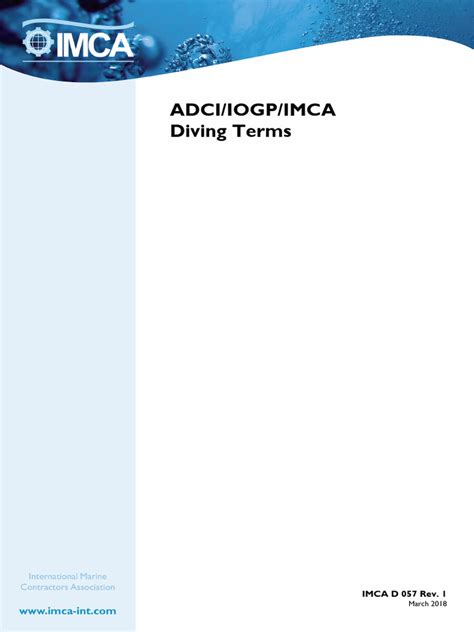 Imca diving manual pdf.  Separate volumes exist for each of the IMCA technical divisions: IMC...