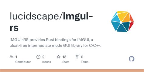 Imgui rs.  Usage For usage, please have a look at the example.  Contribute ...