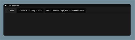 Imgui rs. end() or by dropping TabItem TabItem Flags TabItem Token Rust bi...