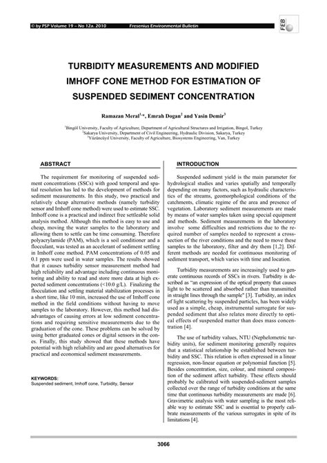 Imhoff cone calculation.  In this study, two practical and relatively cheap alternative method...