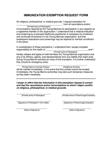 Immunization Exemption Request 20122024 Form Fill Out and Sign