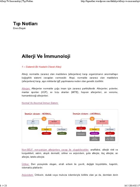 Immunoloji ders notları tıp