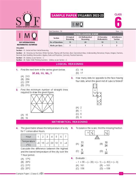 Imo Past Que Papers Class 6