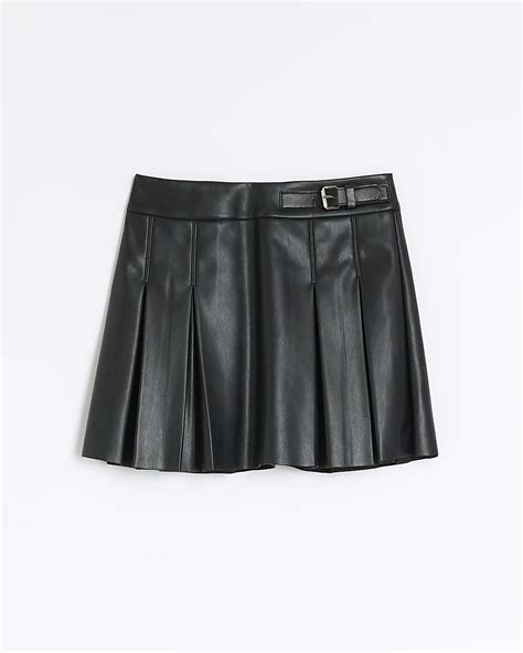 Imoga Girls Black Faux-Leather Skirt AlexandAlexa