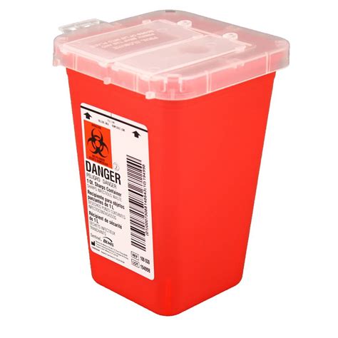 Impact 7350 Translucent Red Sharps Container, 1 qt Capacity, 4 …