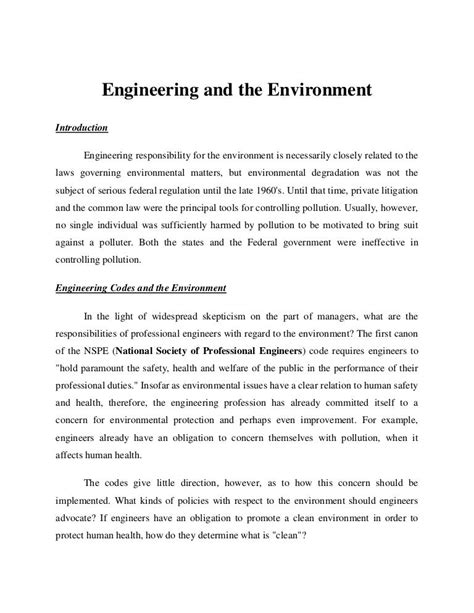 Impact Of Engineering On Society And The Environment