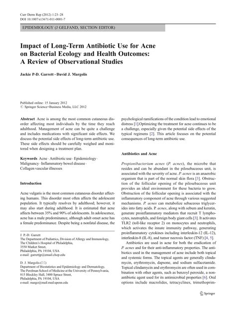 Impact of Long-Term Antibiotic Use for Acne on Bacterial