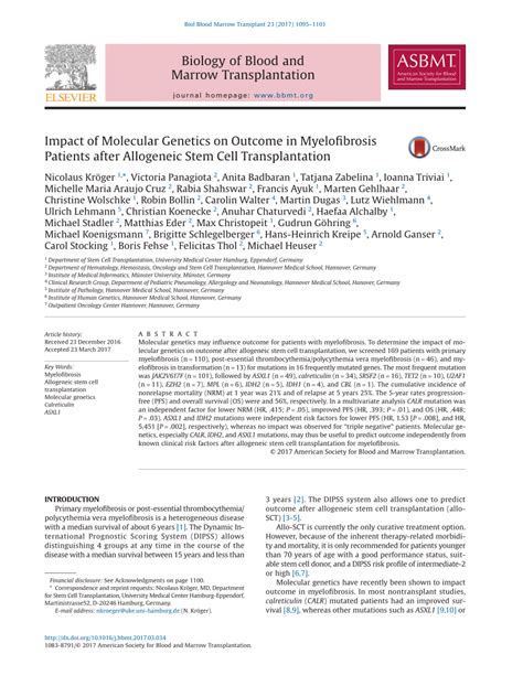 Impact of Molecular Genetics on Outcome in Myelofibrosis