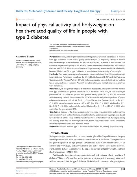 Impact of physical activity and bodyweight on health-related quality …