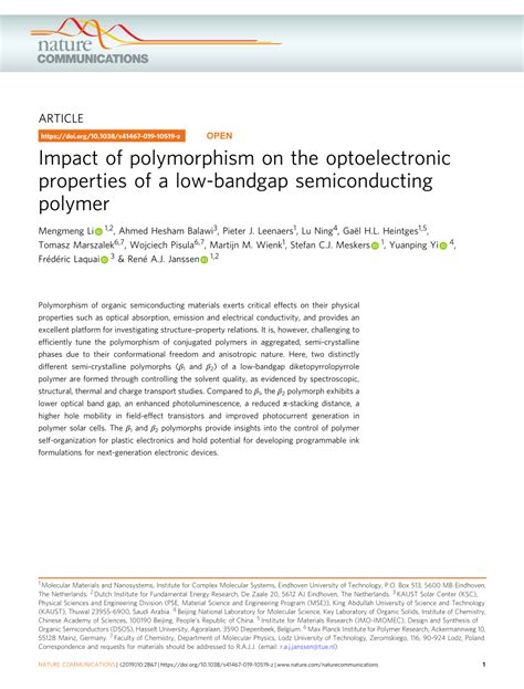 Impact of polymorphism on the optoelectronic properties of a low ...