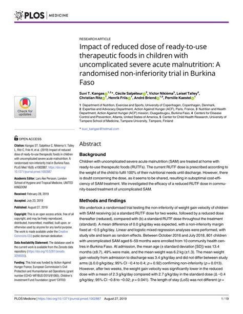 Impact of reduced dose of ready-to-use therapeutic foods in …