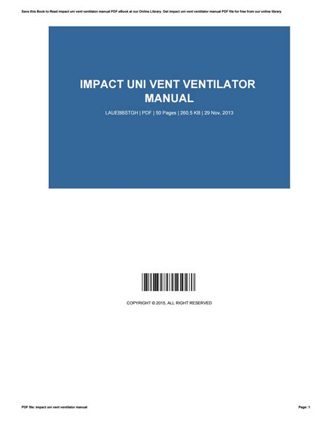 Impact uni vent 706 ventilator manual. - You are not alone a guide for battered women.