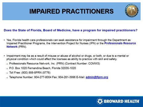 Impaired Practitioner - Definition - Broward Health