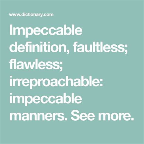 Impeccable definition and meaning Collins English Dictionary