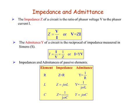 Impedance and Admittance (example 1) For the following circuit determine the equivalent impedance and use it to determine i(t) Let omega=10 rad/s: Note that voltage and current are given in phasor notation and that the impedances of the circuit elements have already been provided. Angular frequency has also been given as 10 radians per second.. 