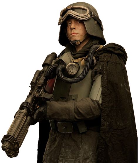 Imperial Army troopers wore a similar uniform as Imperial Navy troopers, though it was grey-colored, along with partial field armor and a blast helmet with integrated comlink like the DH77 headcomm. Standard gear consisted of a blaster rifle, usually an E-11 blaster rifle and grenades along with survival gear and a utility belt containing ...