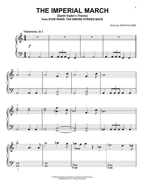 Imperial march sheet music. Download and Print The Imperial March (Darth Vader's Theme) - Bb Clarinet 1 sheet music for Marching Band by Paul Murtha from Sheet Music Direct. You are on a site hosted and operated by SheetMusicDirect according to its terms and conditions. 