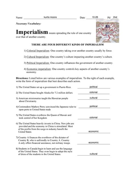 Imperialism Worksheet