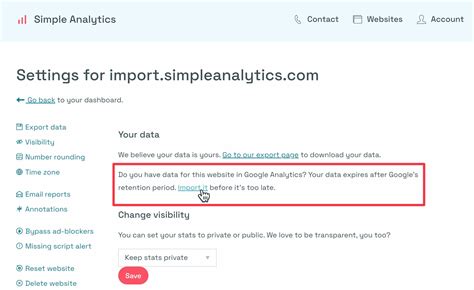 Import Google Analytics data Simple Analytics Docs