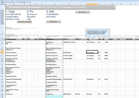 Import Quickbooks Vendor List from Excel
