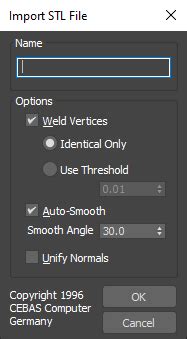 Import STL File Dialog - Bentley