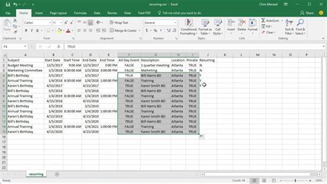 Import csv file with recurring events into Google Calendar by Chris