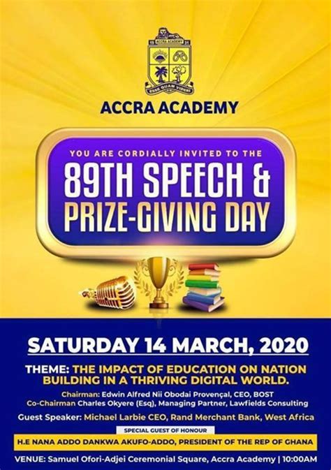 Important School Dates: Speech & Prize Giving Day: 3rd week Saturday in November every year. Winneba Senior High School is a mixed institution with boarding facilities for boys and girls. A few of the students are Day students as opted for by parents.. 