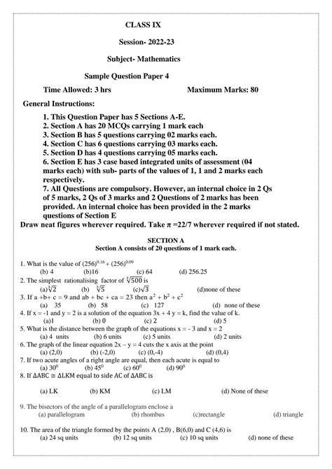 Important Questions Model Question Papers