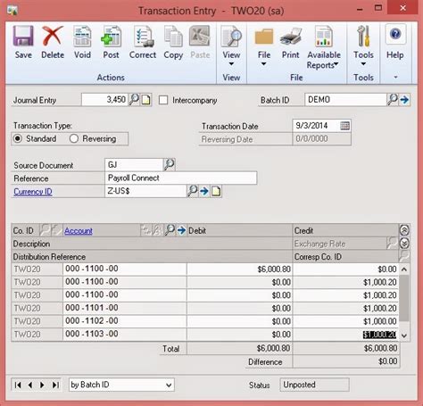 Importing ADP transactions into General Ledger Microsoft Dynamics GP