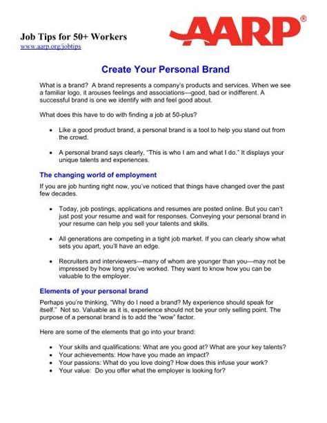 Improve Job Search and Create Professional Personal Brand AARP