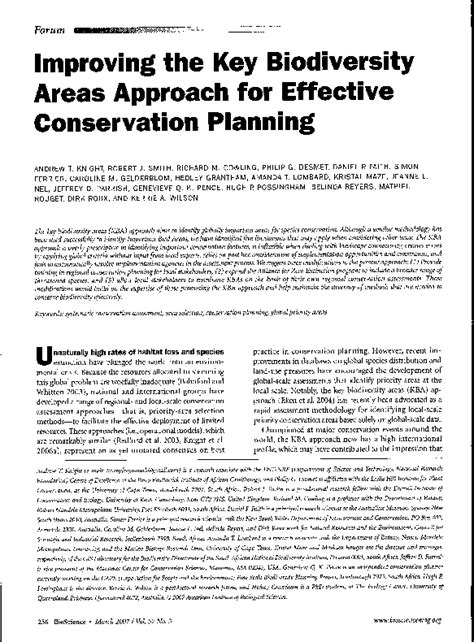 Improving the Key Biodiversity Areas Approach for Effective ...