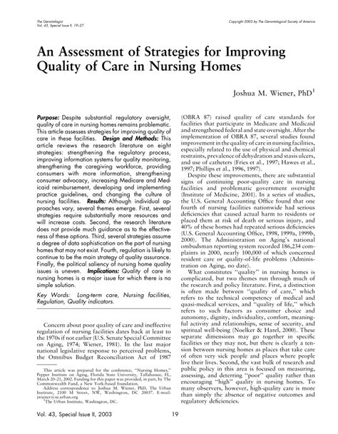 Improving the Quality of Care in Nursing Homes - PubMed