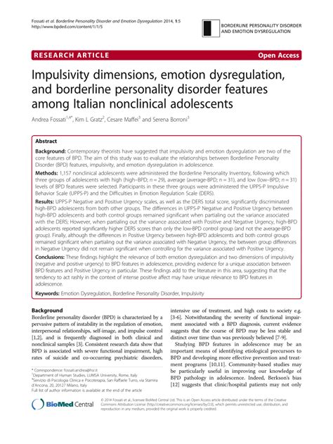 Impulsivity dimensions, emotion dysregulation, and …