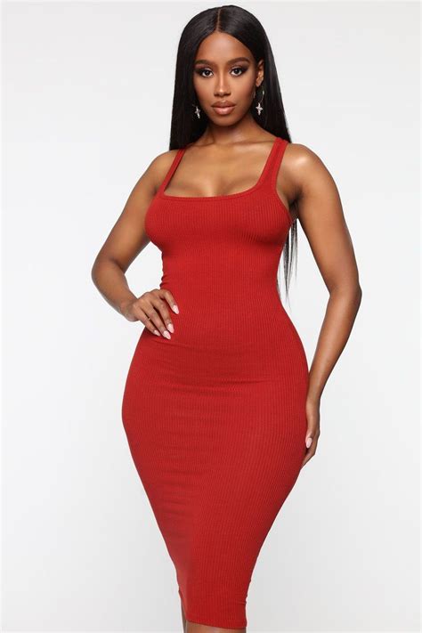 In A Snap Ribbed Mini Dress - Rust - Fashion Nova