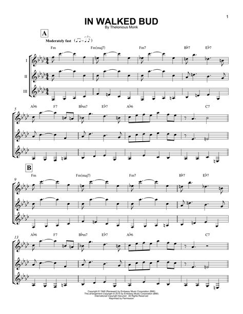 In Walked Bud Free Music Sheet - musicsheets.org