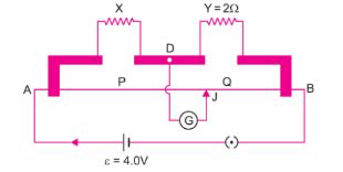 In a practical Wheatstone bridge circuit, wire AB is 2 m long. When ...