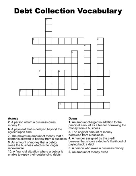 In debt crossword. Debt reminders. Crossword Clue. While searching our database we found 1 possible solution for the: Debt reminders crossword clue. This crossword clue was last seen on February 13 2024 Wall Street Journal Crossword puzzle. The solution we have for Debt reminders has a total of 4 letters. Verified Answer. I. 