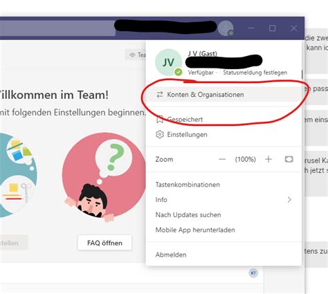 In der Teams Windows App den Benutzer wechseln