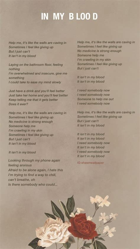 In my blood lyrics. Things To Know About In my blood lyrics. 