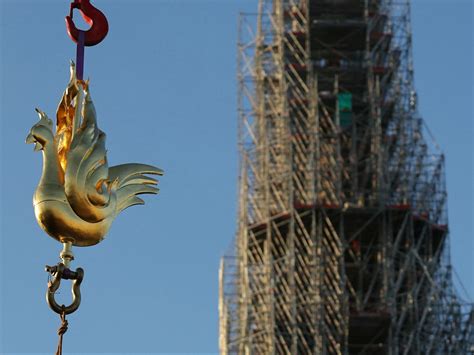 In pivotal moment, Notre Dame Cathedral spire gets golden rooster weathervane, a symbol of a phoenix