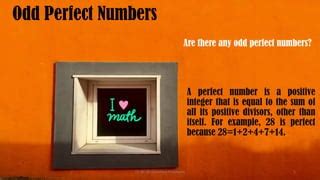 In problem unsolved world.  Are There Odd Perfect Sep 11, 2025 · From ...
