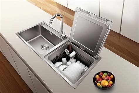In sink dishwasher. The KitchenAid ® Briva® FlashDry© in-sink dishwasher that completes an entire cycle in just 18 minutes. But unfortunately, it has already been discontinued. It used to cost $1725. ( source) If only the price was more affordable I think it would be a great product for tiny homes. If you enjoyed this space-saving kitchen sink and dishwasher ... 