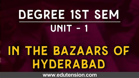 In the Bazaars of Hyderabad Summary English 1st semester …