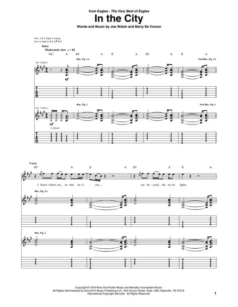 In the City (guitar tab) Guitar and Bass Tabs Whotabs