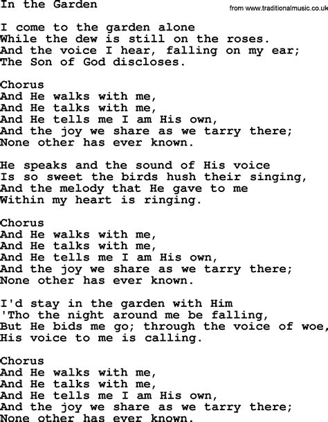In the garden lyrics. Things To Know About In the garden lyrics. 