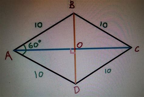 In the rhombus ABCD, the length of diagonal BD is 6 and the …