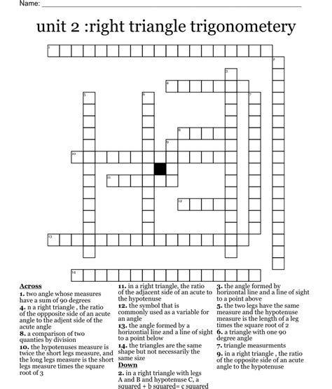 The Crossword Solver found 30 answers to "Adjacent side/ hypotenuse, in trig", 3 letters crossword clue. The Crossword Solver finds answers to classic crosswords and cryptic crossword puzzles. Enter the length or pattern for better results. Click the answer to find similar crossword clues . A clue is required.