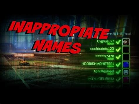 Inappropriate rocket league team names. Because, while yes, majority of the player base are kids, the money spent on the game doesnt come from the kids, it comes from the adults. Id assume who are probably the ones making those names. Not much you can do except accept the fact that people suck and go on with your tournament match. -2. FPPhoenix. 