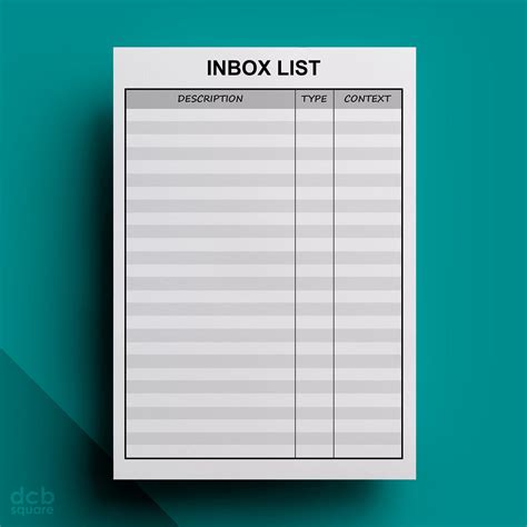 Inbox List Editable Printable Getting Things Done GTD Etsy Getting